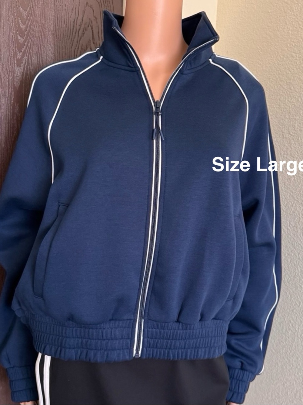 Avia Women's ScubaKnit Track Jacket, Size Large , Blue Cove